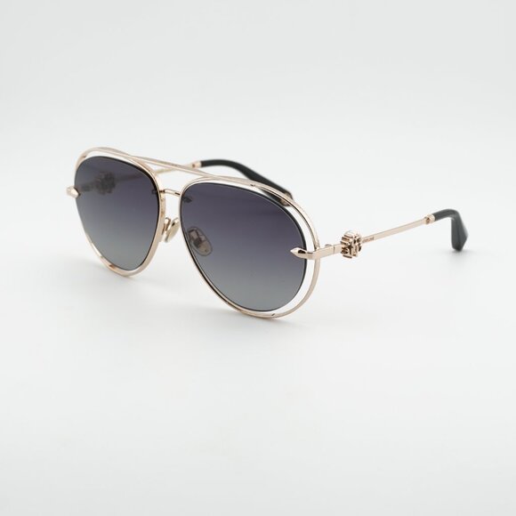 Roberto Cavalli SRC032M 0300 Sunglasses Gold Aviator Frame, Grey Lenses main image 3